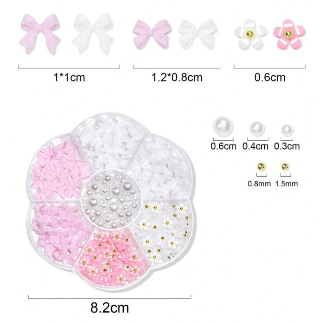 EBS Nail Art Charm - Opaque Bows, Flowers, and Pearl