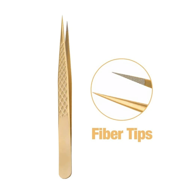 GeMerry High Precision Gold Tweezers with Fiber Tips