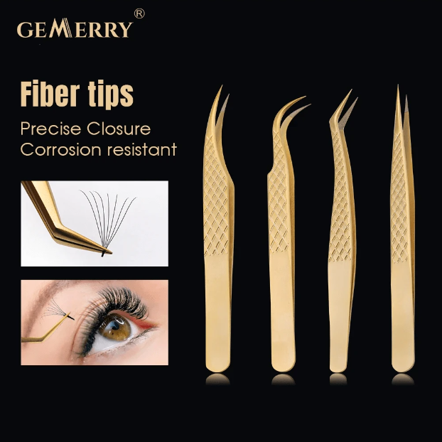 GeMerry High Precision Gold Tweezers with Fiber Tips