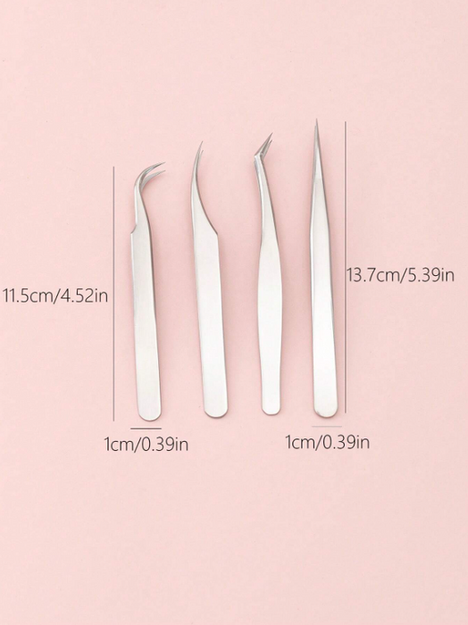 Eyelash Extension Tweezers Set of 4pcs