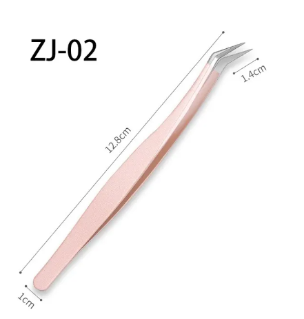 Stainless Steel Eyelashes Tweezers with Fiber Tips