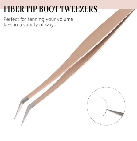 Stainless Steel Eyelashes Tweezers with Fiber Tips