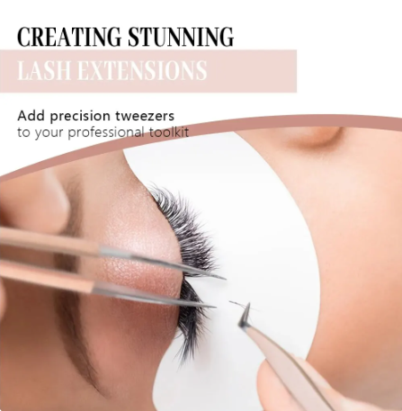 Stainless Steel Eyelashes Tweezers with Fiber Tips