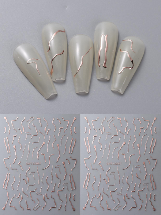 EBS Nail Art - Rose Gold Waves Stickers Sheet (2pcs)