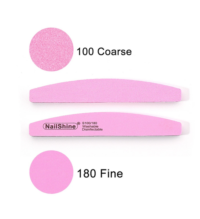 EBS Nail Art Tools - Halfmoon Pink Buffer Grit 100/180 1pc