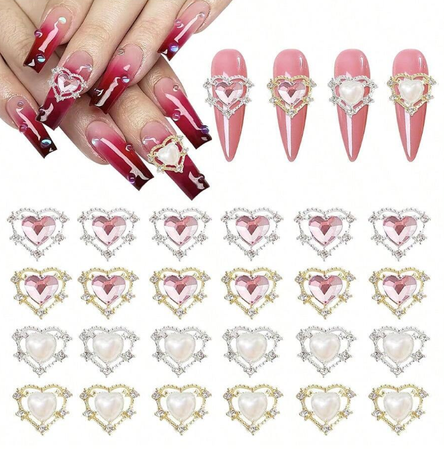 EBS Nail Art Charm - Mixed Heart Nail Jewels 5pcs