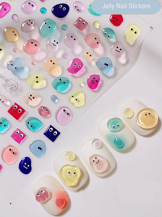 EBS Nail Art - Cute Jelly Cartoon Face Stickers Sheet