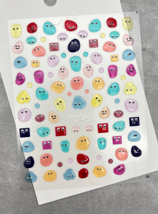 EBS Nail Art - Cute Jelly Cartoon Face Stickers Sheet