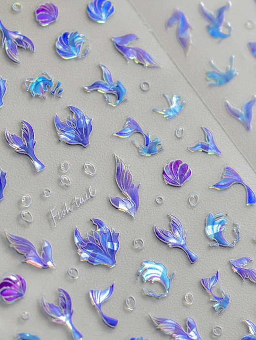 EBS Nail Art - Holo Mermaid Tail Stickers Sheet