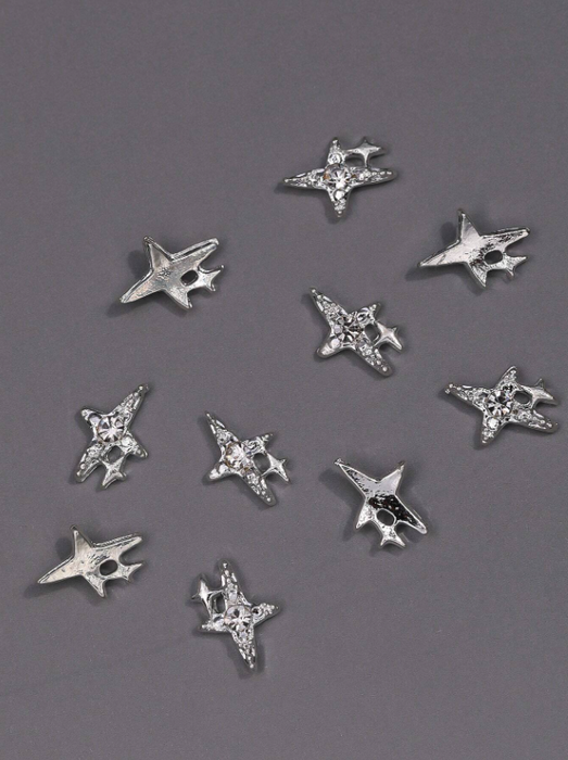 EBS Nail Art - Silver Stars - 10pcs