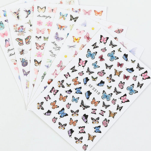 Nail Art Sticker - Butterfly & Floral Pattern Nail Art Sticker 6 Sheets