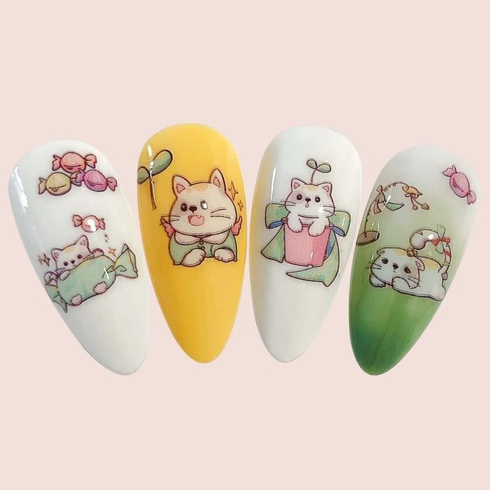 Nail Art Sticker - Cartoon Cat Pattern Tattoo Sticker