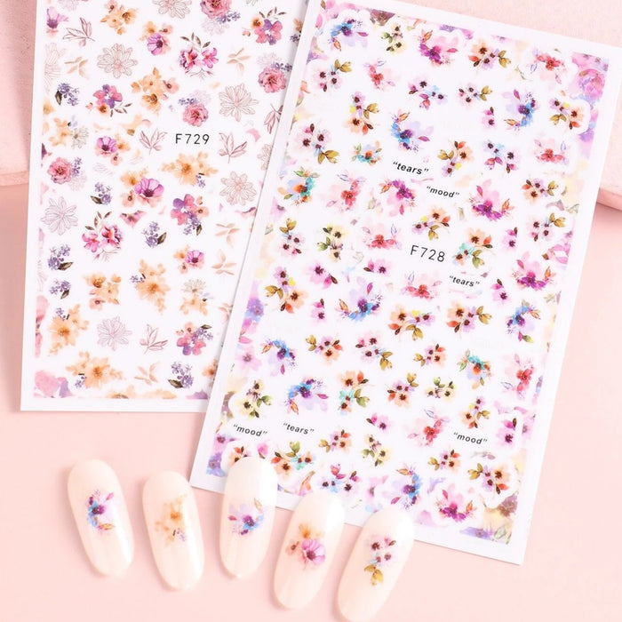 Nail Art Sticker - Flower Pattern Nail Art Sticker 2 Sheets