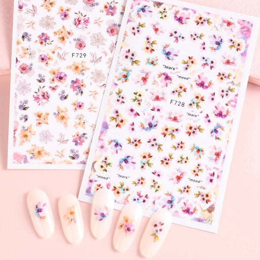 Nail Art Sticker - Flower Pattern Nail Art Sticker 2 Sheets