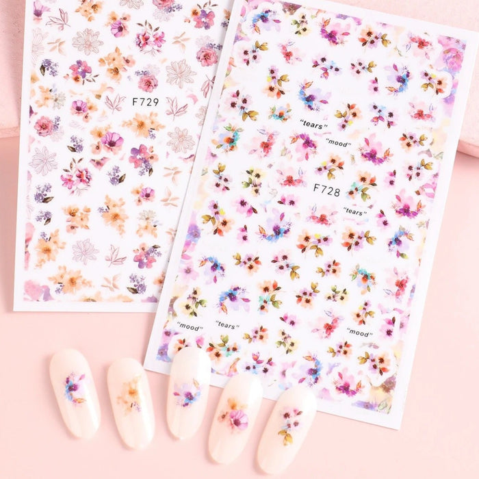 Nail Art Sticker - Flower Pattern Nail Art Sticker 2 Sheets