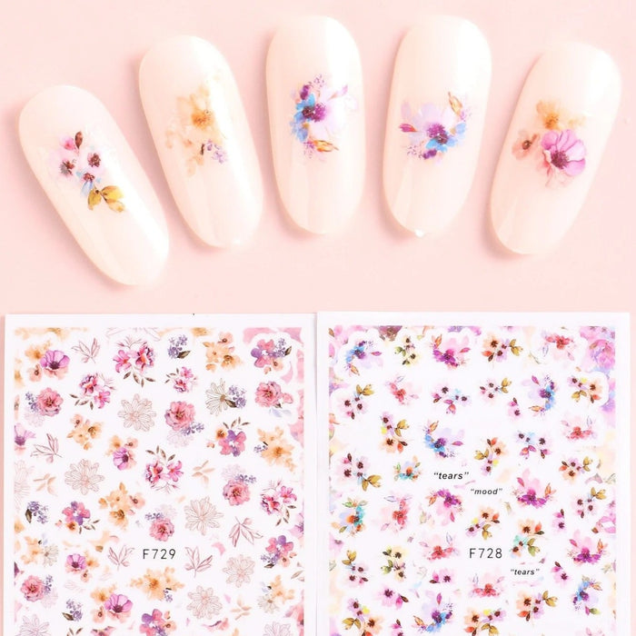 Nail Art Sticker - Flower Pattern Nail Art Sticker 2 Sheets