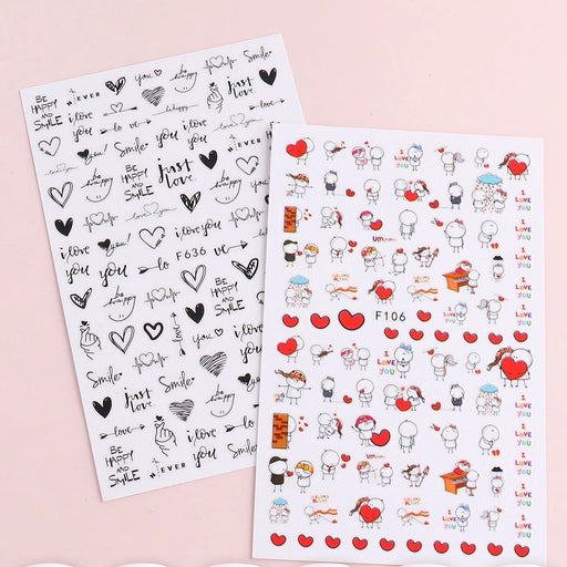 Nail Art Sticker - Heart Pattern Nail Art Sticker 2 Sheets