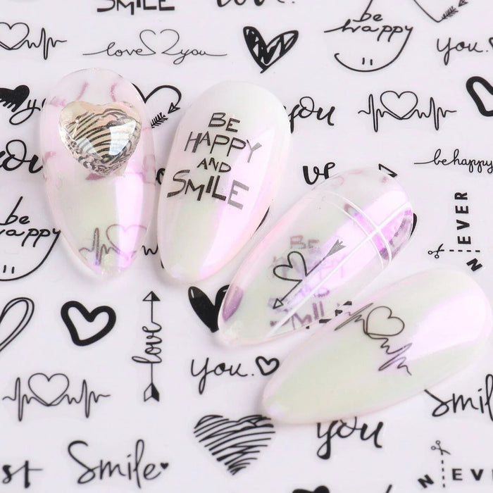 Nail Art Sticker - Heart Pattern Nail Art Sticker 2 Sheets