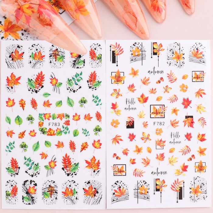 Nail Art Sticker - Maple Leaf Pattern Nail Art Sticker 2 Sheets