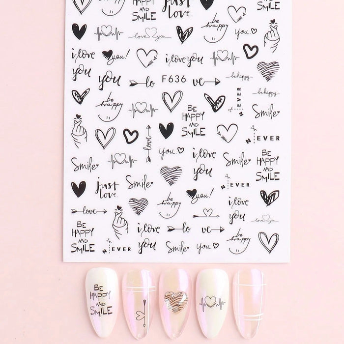 Nail Art Sticker - Heart Pattern Nail Art Sticker 2 Sheet