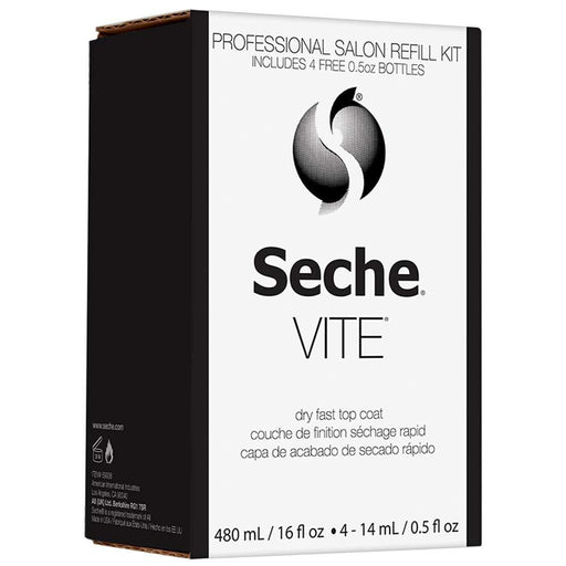 Seche Vite Dry Fast Top Coat Refill Kit, 16oz Refill & FREE 4 x 0.50oz - Eminent Beauty System